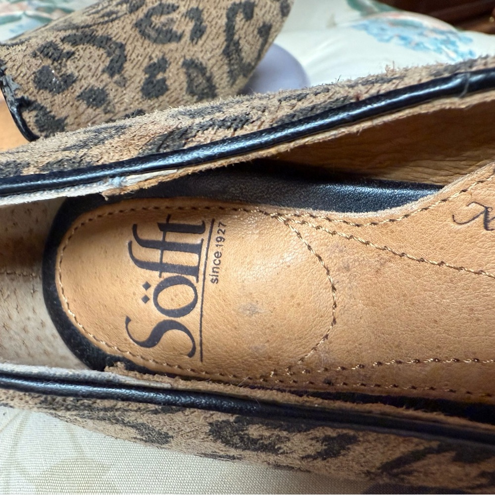 Leopard Print Women's Leather Loafers Sofft Brand Comfy Cute - Picture 5 of 7
